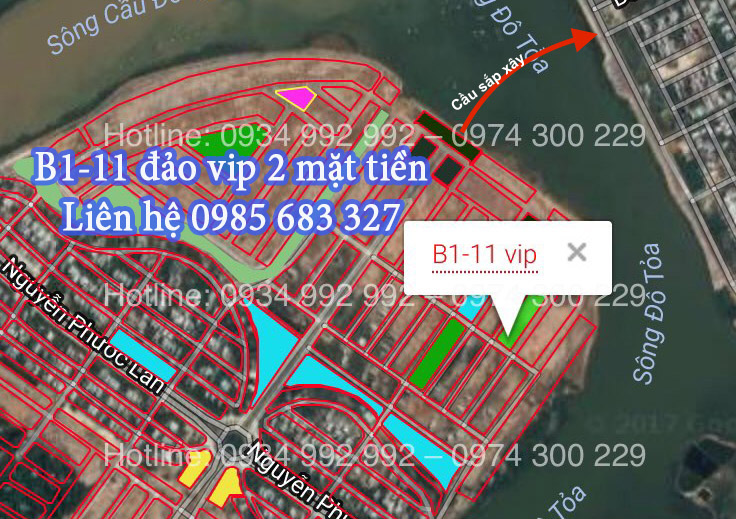 Bán đất 2 mặt tiền đảo vip cực kỳ hiếm B1.11 lo so 1